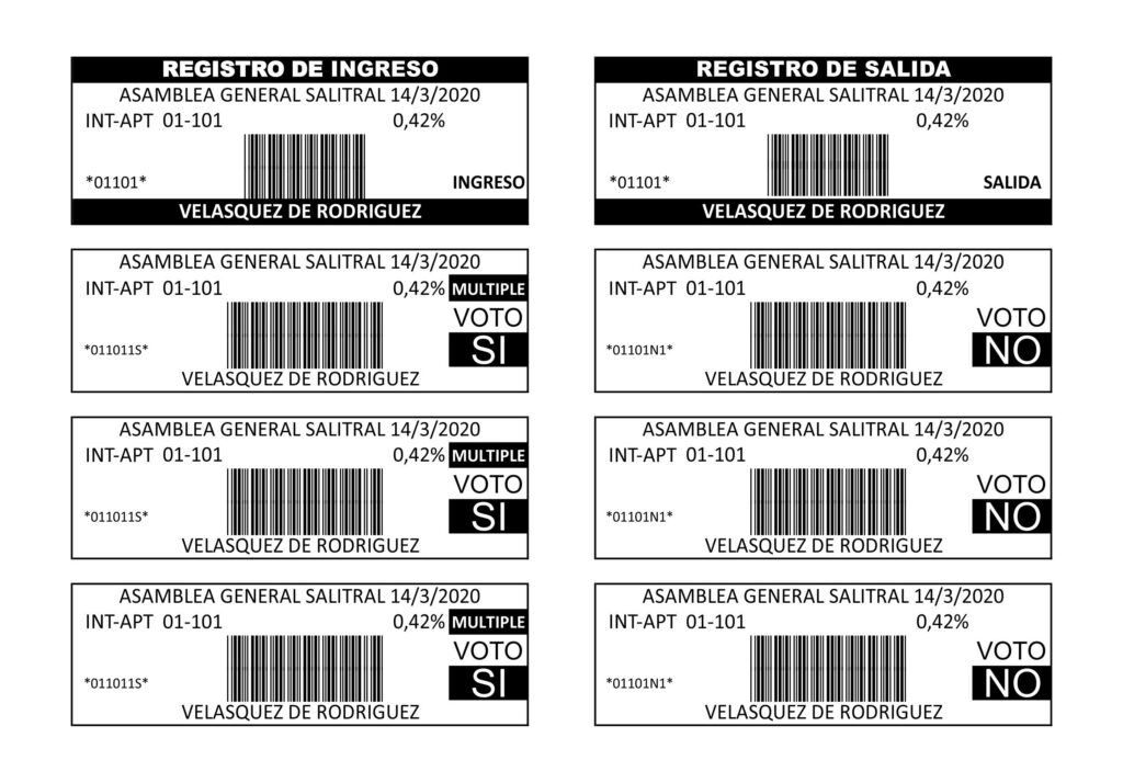 votación por código de barras